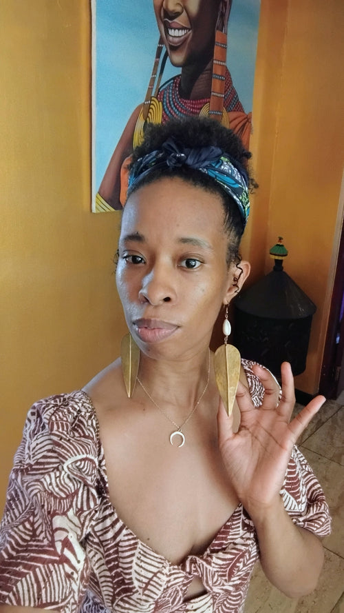 AfriGoddess Brass + Cowrie Shell Earrings