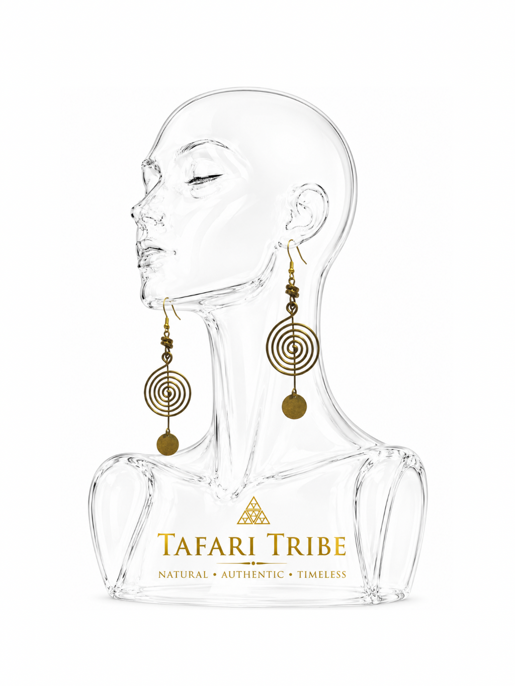 AfriGoddess Brass + Cowrie Spiral Earrings