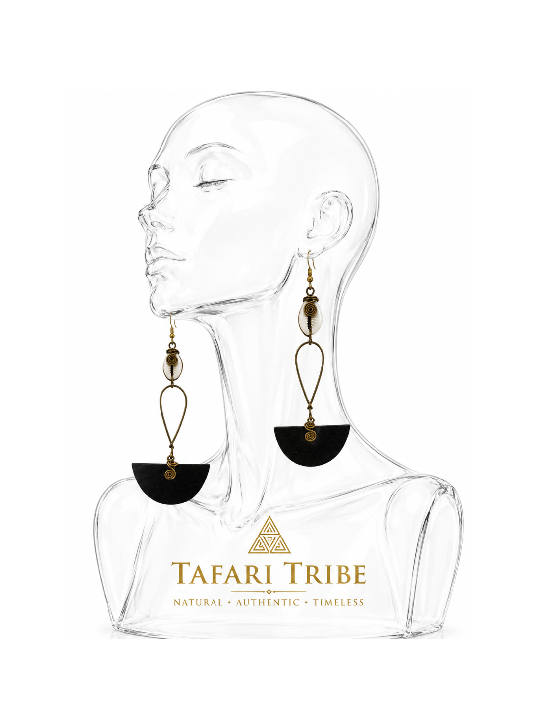 AfriGoddess Brass + Bone Cowrie  Earrings