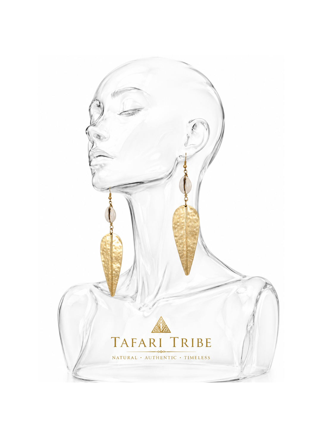 AfriGoddess Brass + Cowrie Shell Earrings